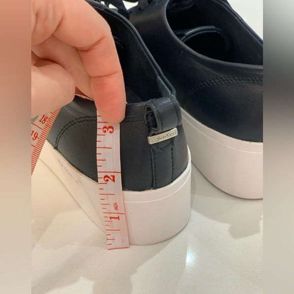 Calvin Klein Chunky Platform Leather Sneakers, Navy Blue/White, Women’s (US 7) - Picture 4 of 9